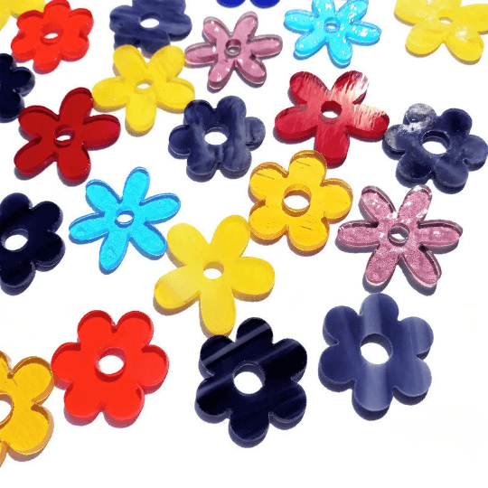 Precut Stained Glass Small Flowers, Assorted Colors, 1.5" Glass Hearts for Mosaics, Jewelry, Stained Glass cute little flowers