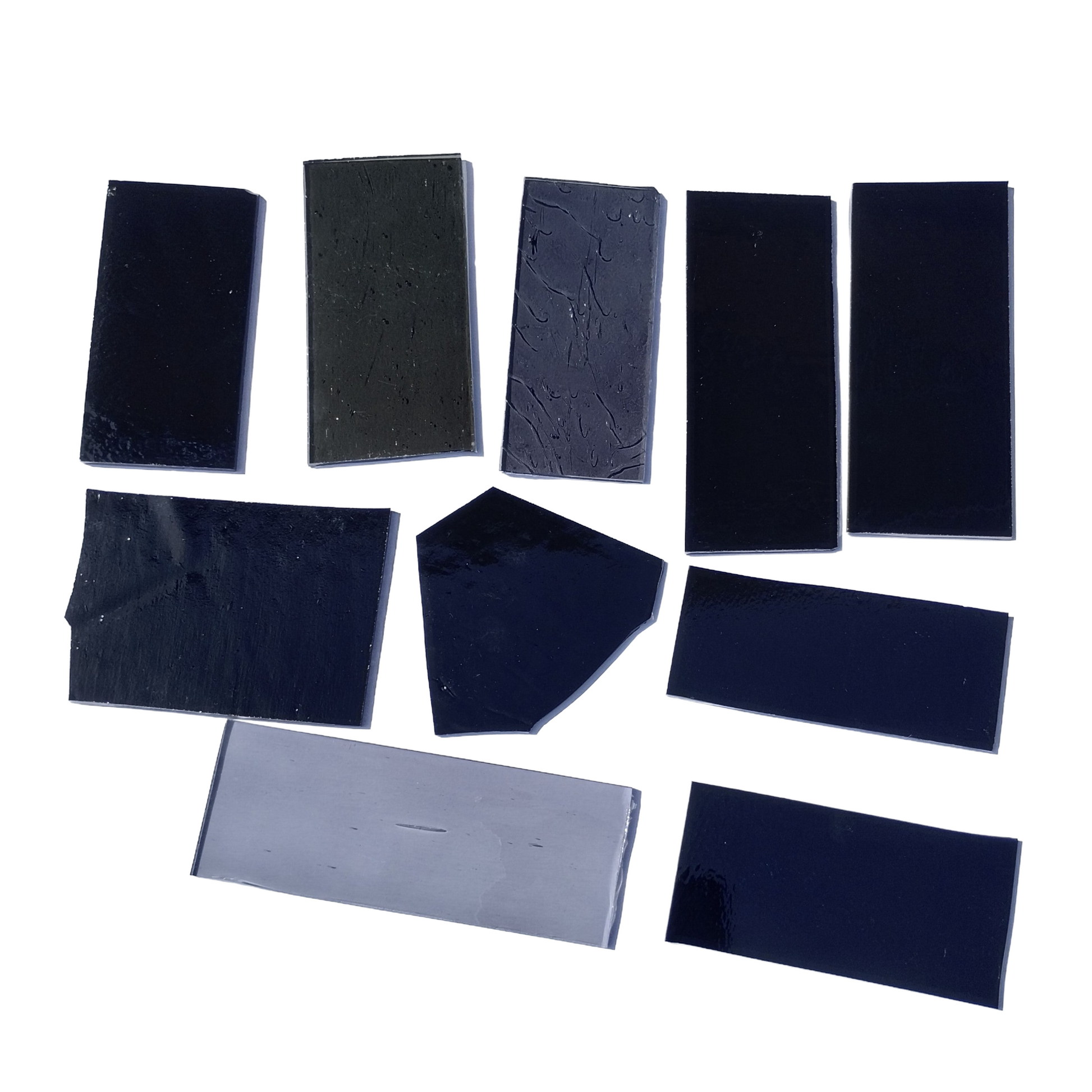 Bradstreet Glass Black and Gray Stained Glass Scraps, Curated 1 lb Package of Reclaimed Shop Scrap Glass