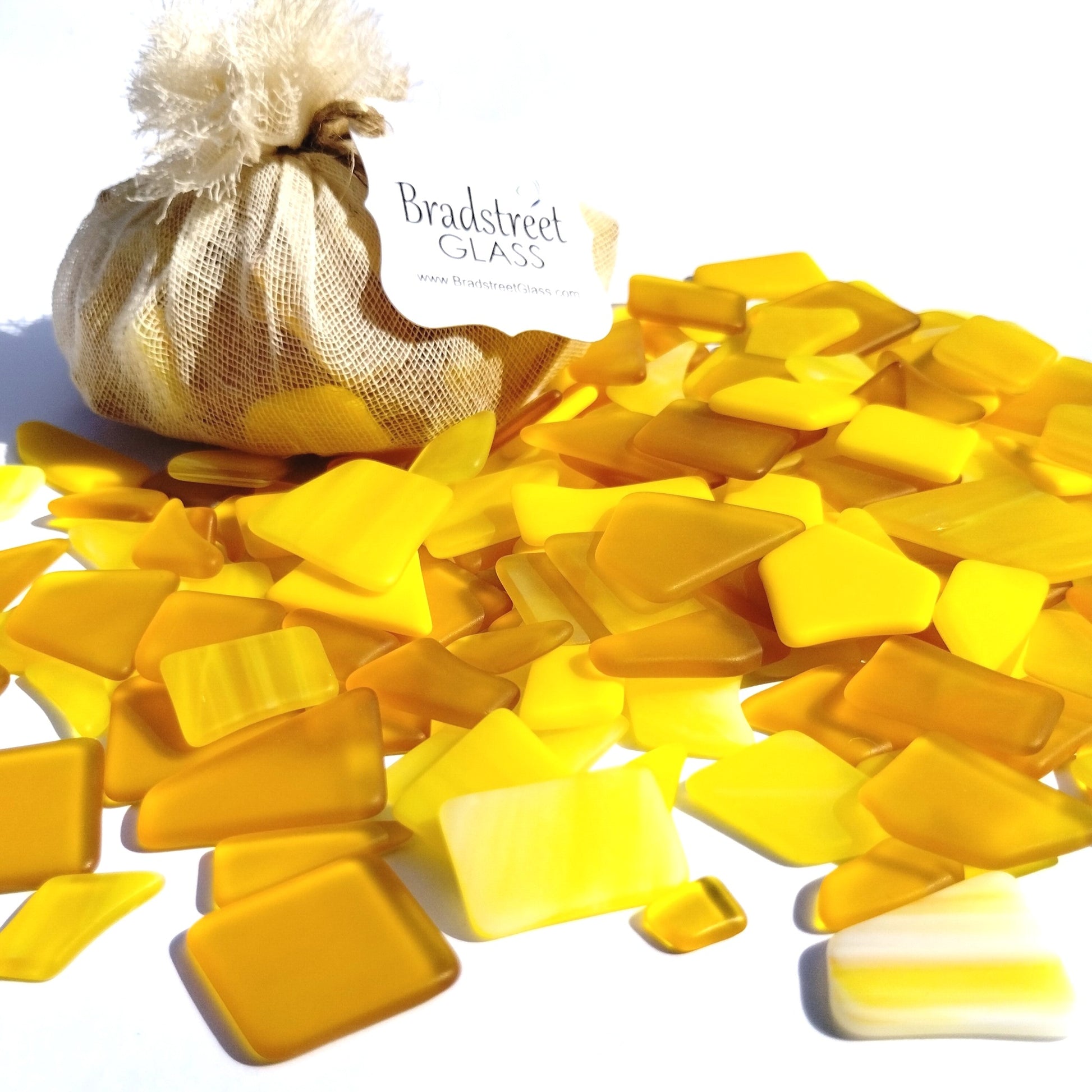 Bradstreet Glass Yellow Tumbled Stained Glass 1/2 pound "Sea Glass" in Shades of Yellow