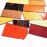 Brown Amber Stained Glass Scraps, Curated 1 lb Package of Reclaimed Shop Scrap Glass in Shades of Brown, Amber