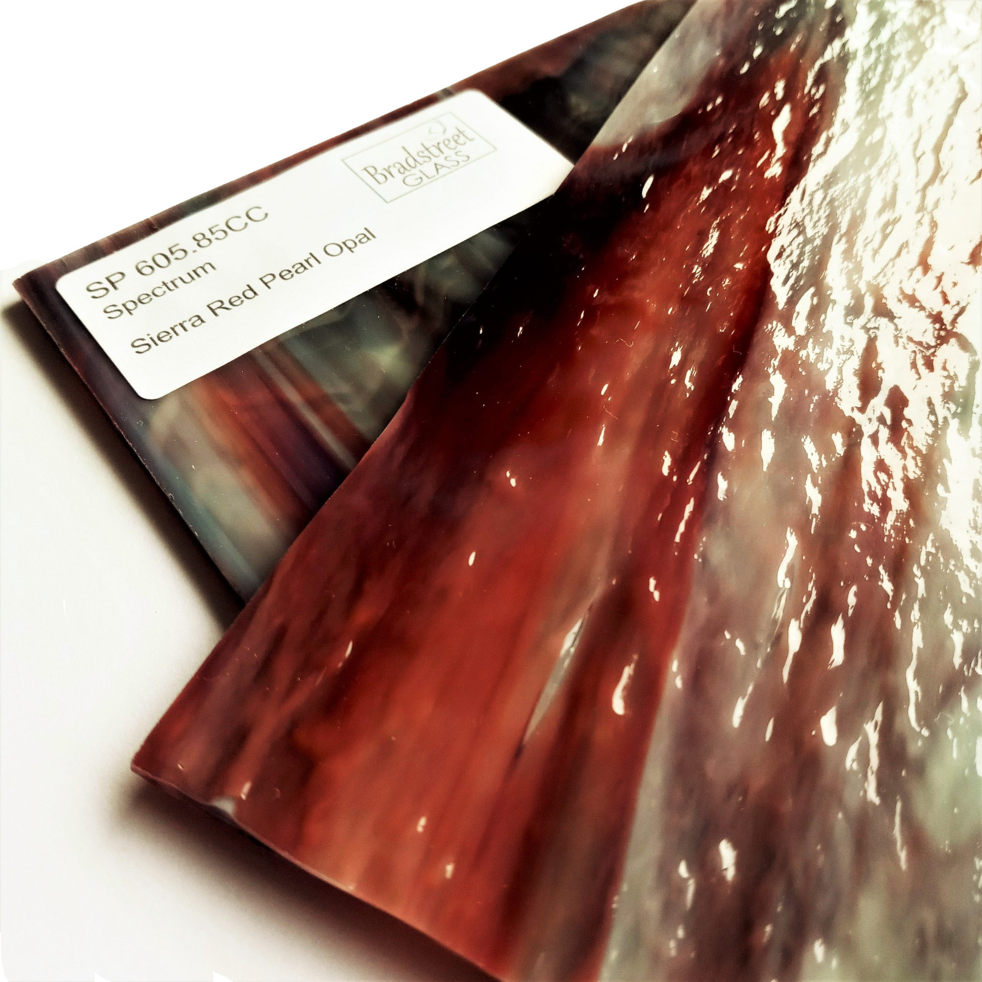Bradstreet Glass Sierra Red Pearl Opal Stained Glass Sheet Fusible Oceanside SF605.85CC