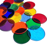 Precut Stained Glass Circles, 2" Diameter Glass Circles in Assorted Colors, Glass Art Supplies