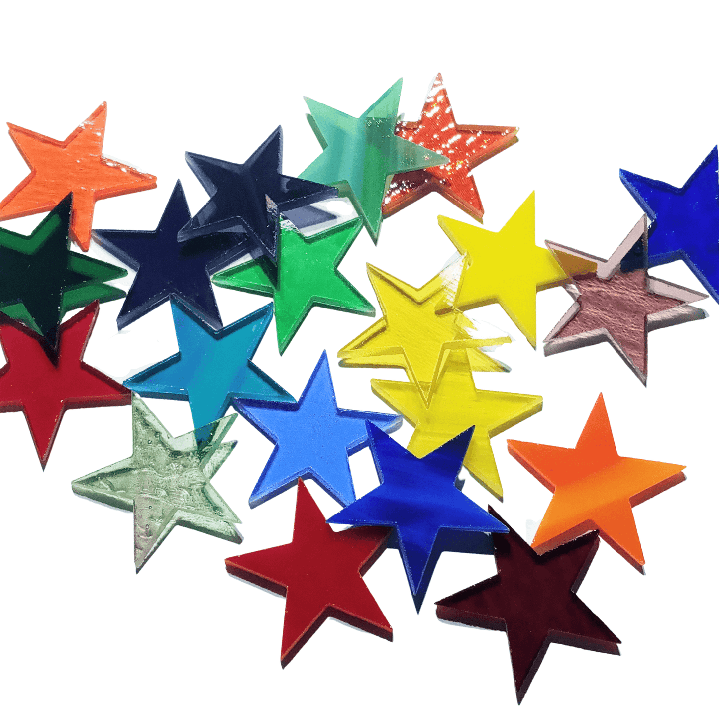 Precut Stained Glass Stars, Assorted Colors, 2 inch Glass Stars for Mosaics, Jewelry, Stained Glass