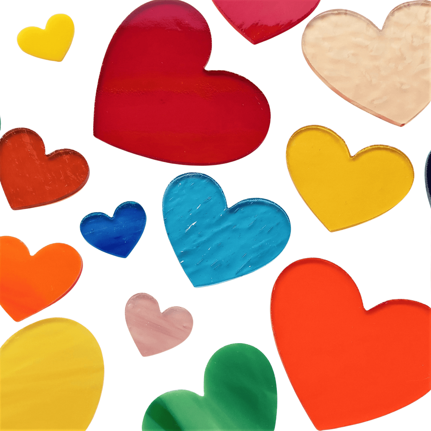 Precut Stained Glass 2" Hearts, Assorted Colors, Package of 20