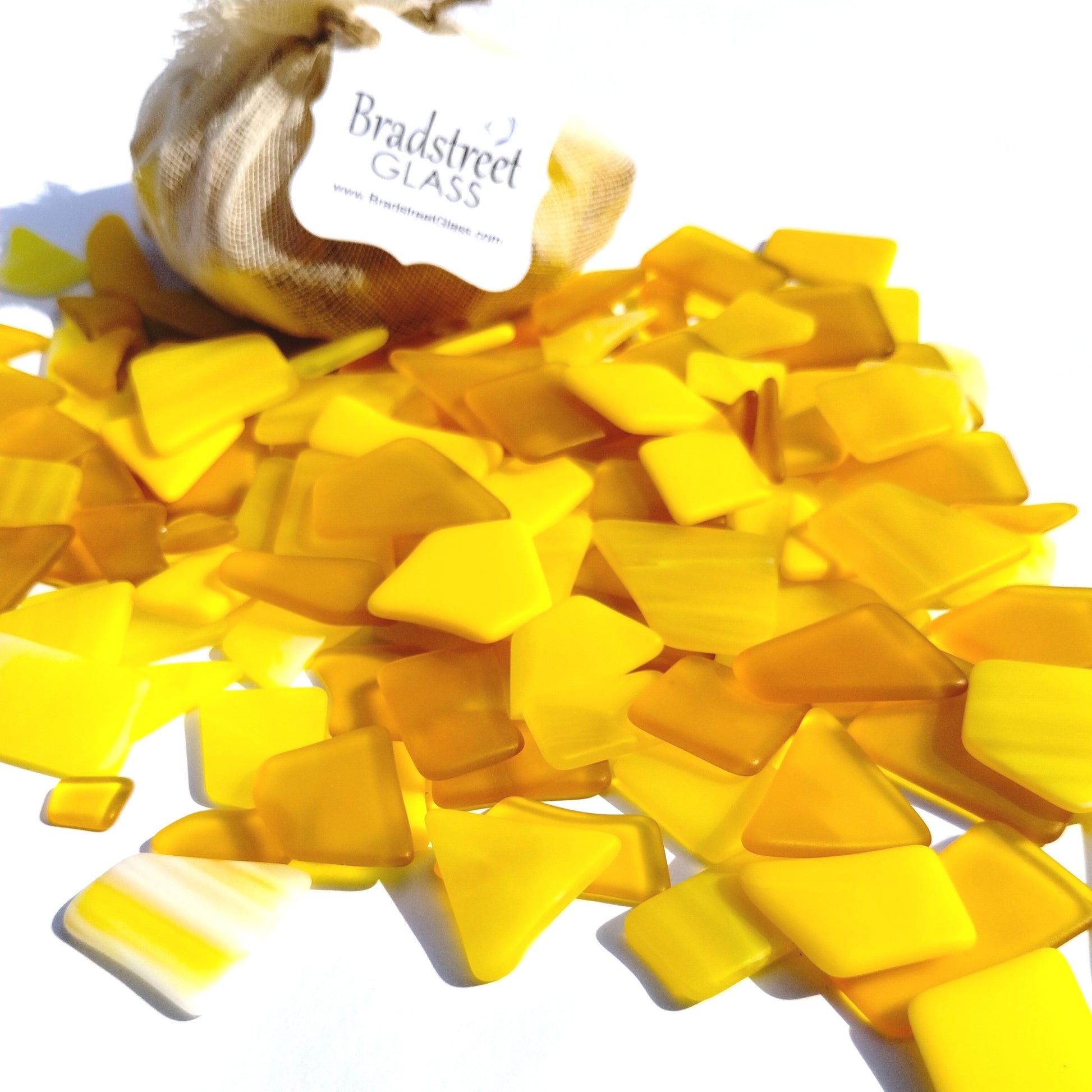 Bradstreet Glass Yellow Tumbled Stained Glass 1/2 pound "Sea Glass" in Shades of Yellow
