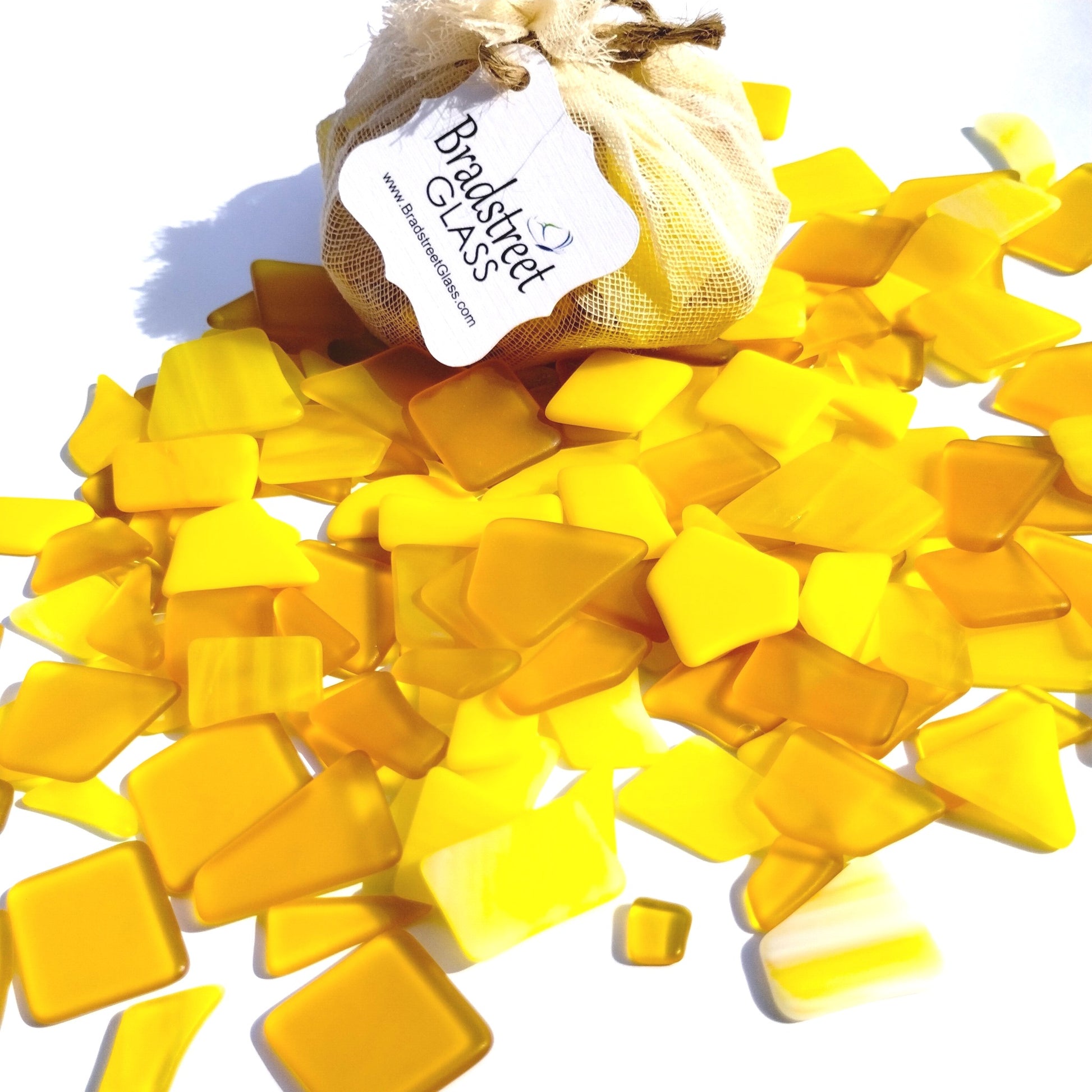Bradstreet Glass Yellow Tumbled Stained Glass 1/2 pound "Sea Glass" in Shades of Yellow
