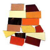 Brown Amber Stained Glass Scraps, Curated 1 lb Package of Reclaimed Shop Scrap Glass in Shades of Brown, Amber