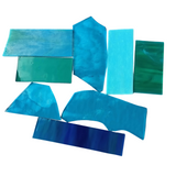Teal, Aqua Stained Glass Scraps, Curated 1 lb Package of Reclaimed Shop Scrap Glass in Shades of Aqua, Teal
