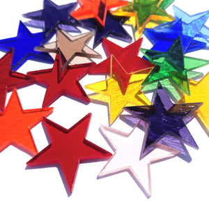 Precut Stained Glass 1.5" Stars, Assorted Colors, Package of 10 or 20