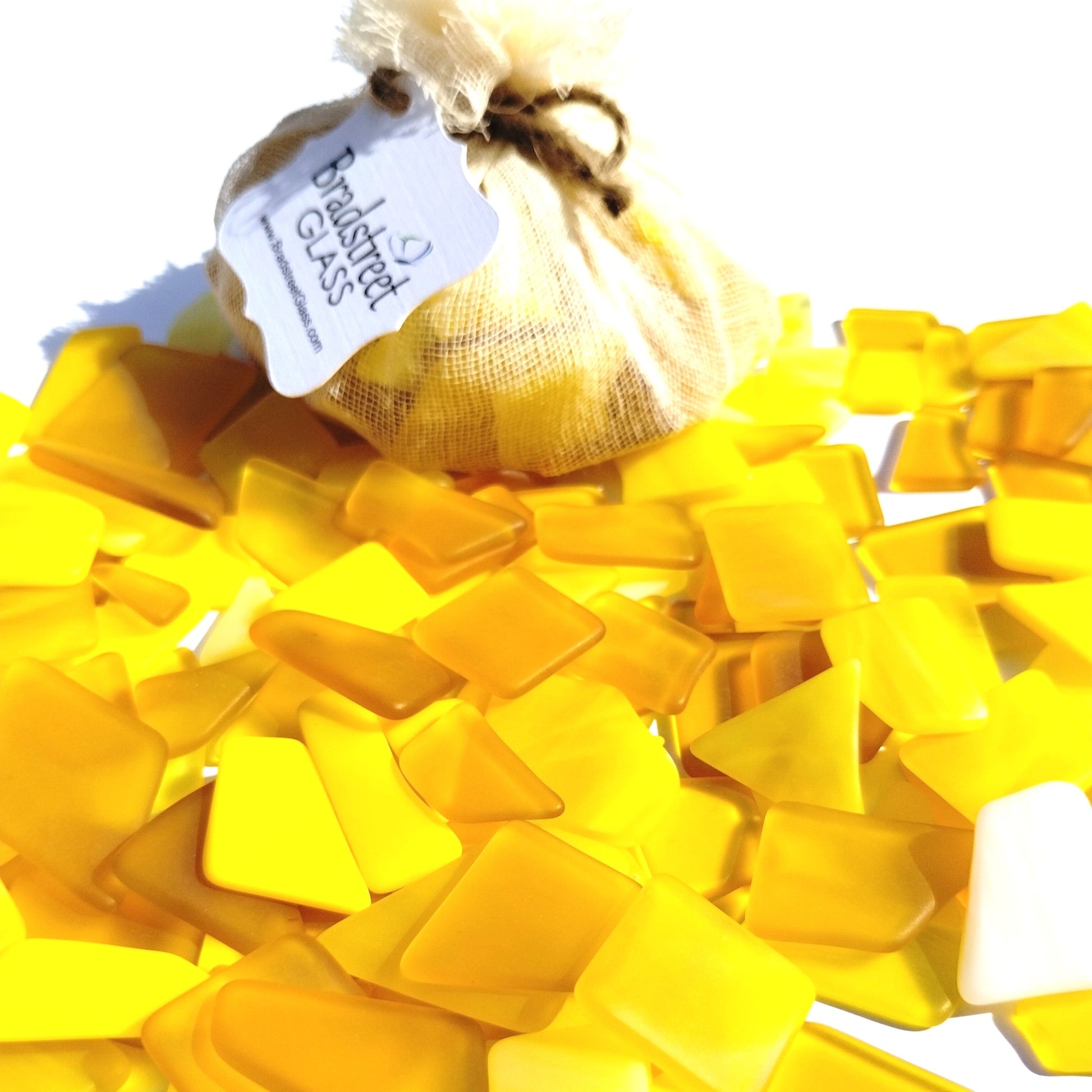 Bradstreet Glass Yellow Tumbled Stained Glass 1/2 pound "Sea Glass" in Shades of Yellow