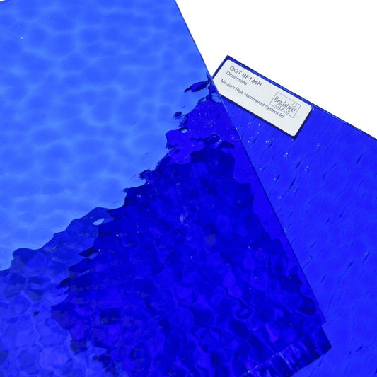 Bradstreet Glass Medium Blue Hammered Stained Glass Sheet 96 COE Oceanside SF134H