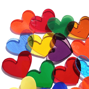 Precut Stained Glass 2" Hearts, Assorted Colors, Package of 10 or 20