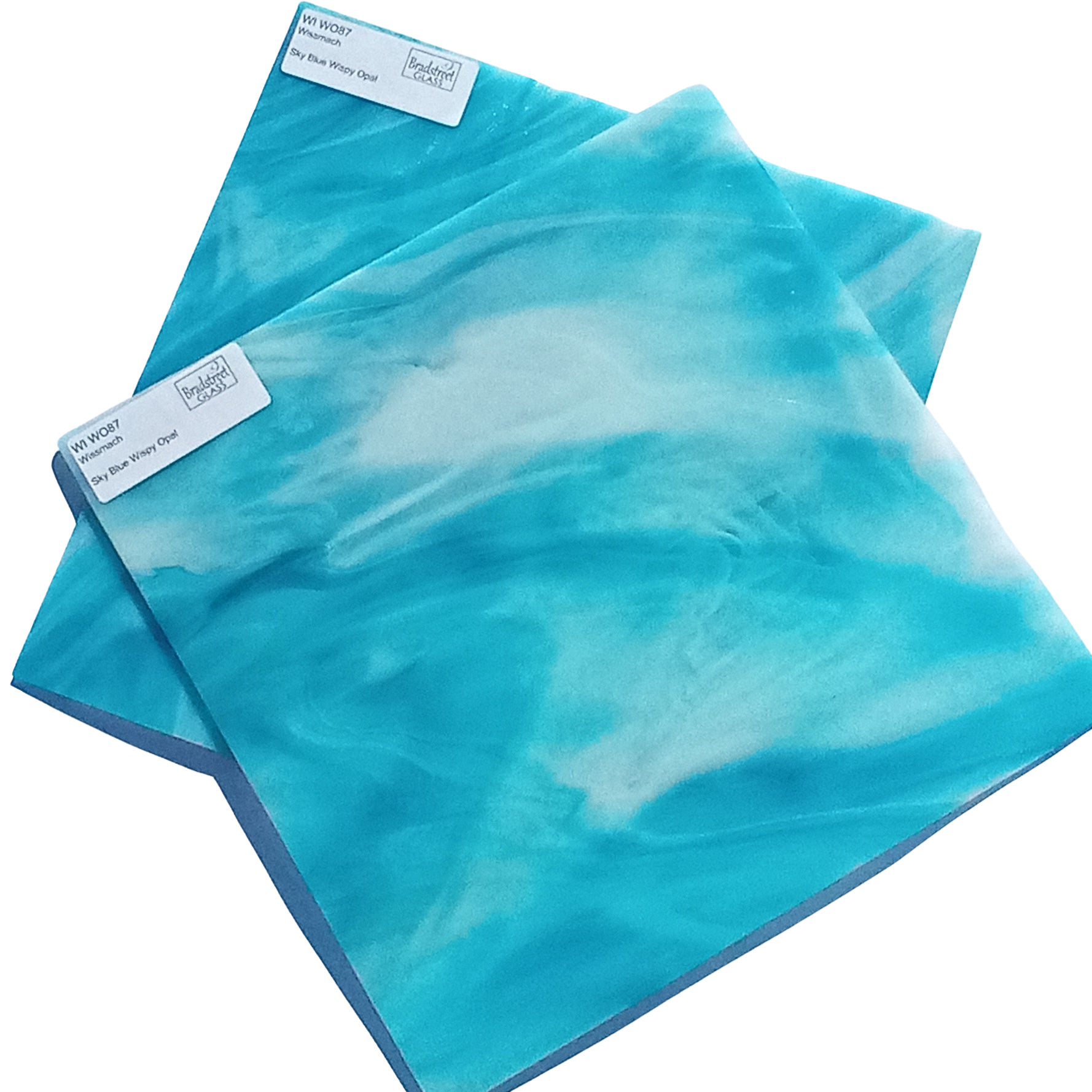 Bradstreet Glass Sky Blue Wispy Opal Stained Glass Sheet Wissmach WO87