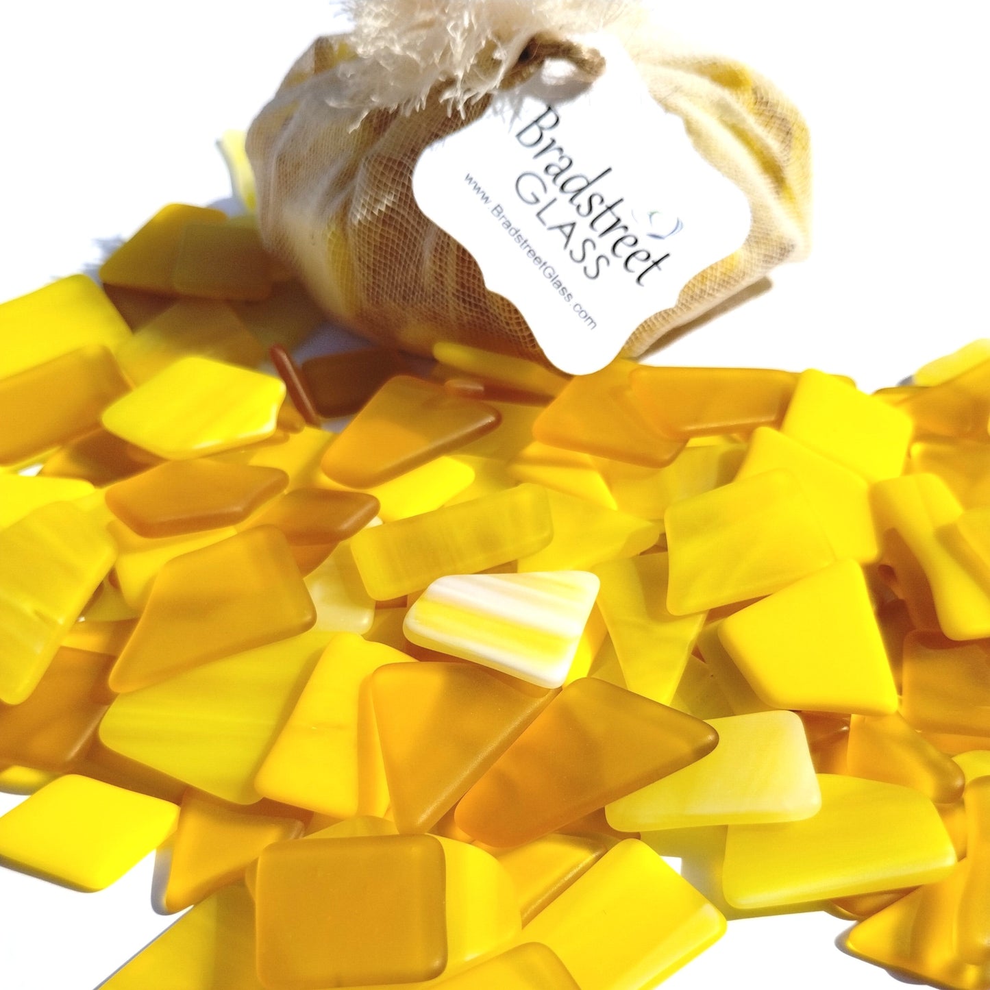Bradstreet Glass Yellow Tumbled Stained Glass 1/2 pound "Sea Glass" in Shades of Yellow